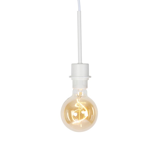 Pendelleuchte mit Textilkabel und runder LED Filamentlampe