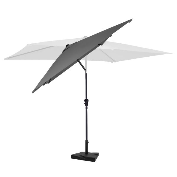 VONROC Premium Sonnenschirm rechteckig mit Ständer - Sonnenschutz mit Schirmständer für Terrasse, Balkon & Garten - Sonnenschirm groß 200X300CM inklusive Schutzhülle - Rapallo Grau