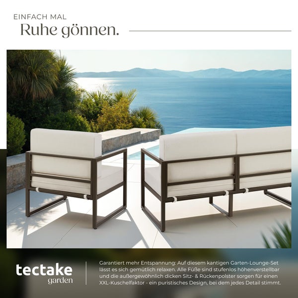 Garten-Loungeset tectake Comosa höhenverstellbare Füße für 5 Personen, Dicke der Sitzpolster 14 cm braun/beige