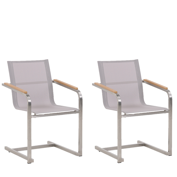 Gartenstuhl 2er Set COSOLETO Edelstahl Beige