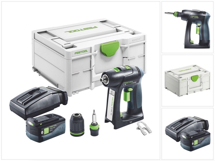 Festool C 18-Basic Akku Bohrschrauber 18 V 45 Nm Brushless + 1x Akku 5,0 Ah + Ladegerät + Systainer