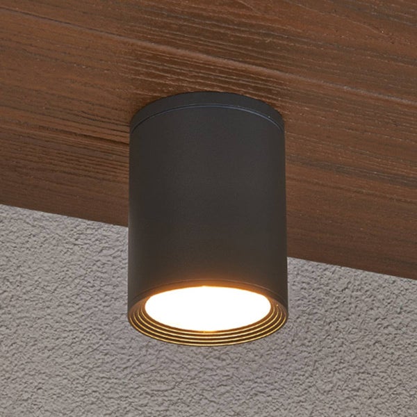 Lucande Deckenlampe Minna (spritzwassergeschützt (Modern) in Schwarz aus Aluminium (1 flammig, E27) - Aufbau-Deckenleuchte Deckenleuchte Lampe