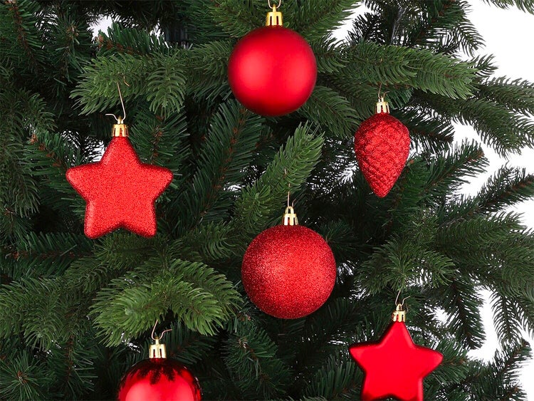 LAALU Satz von 40 Ornamenten: Ornamente und Spitze rot mix 6-20 cm