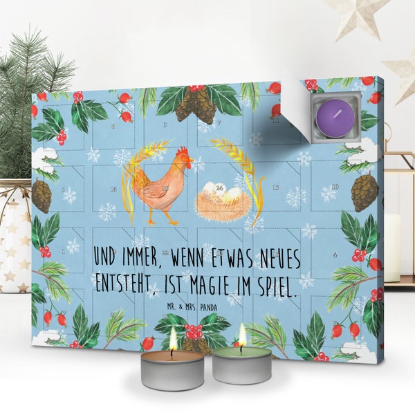 Mr. & Mrs. Panda Duftkerzen Adventskalender Huhn Stolz - Blau Pastell