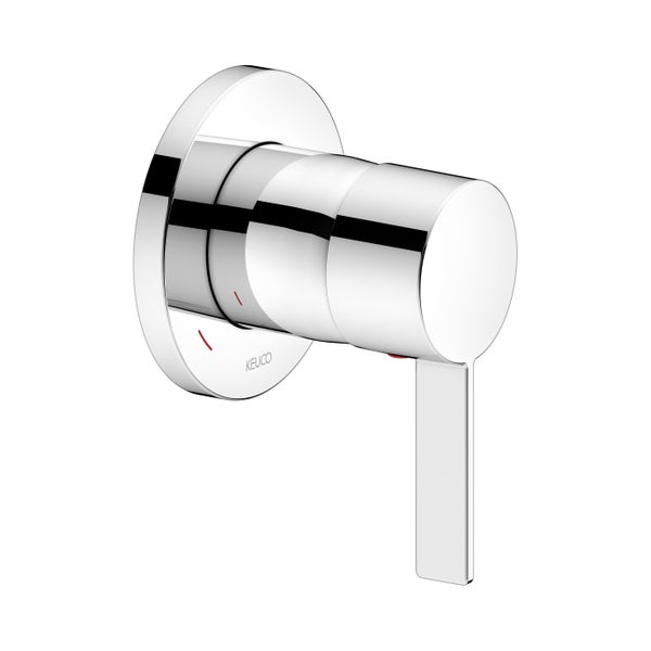 Unterputz-Einhebelmischer für Dusche oder Badewanne, zylindrisches Design mit runder Rosette und flachem Hebel, verchromt.