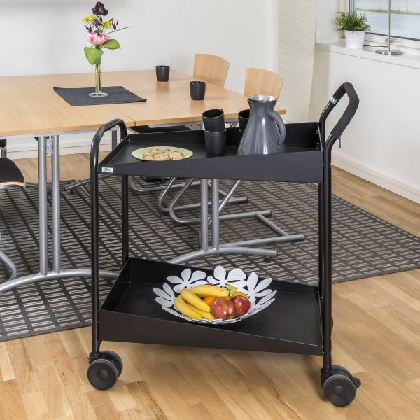 Kongamek Tischwagen Kongadesign 690x435mm Ladefläche in schwarz mit Rand und Bremse
