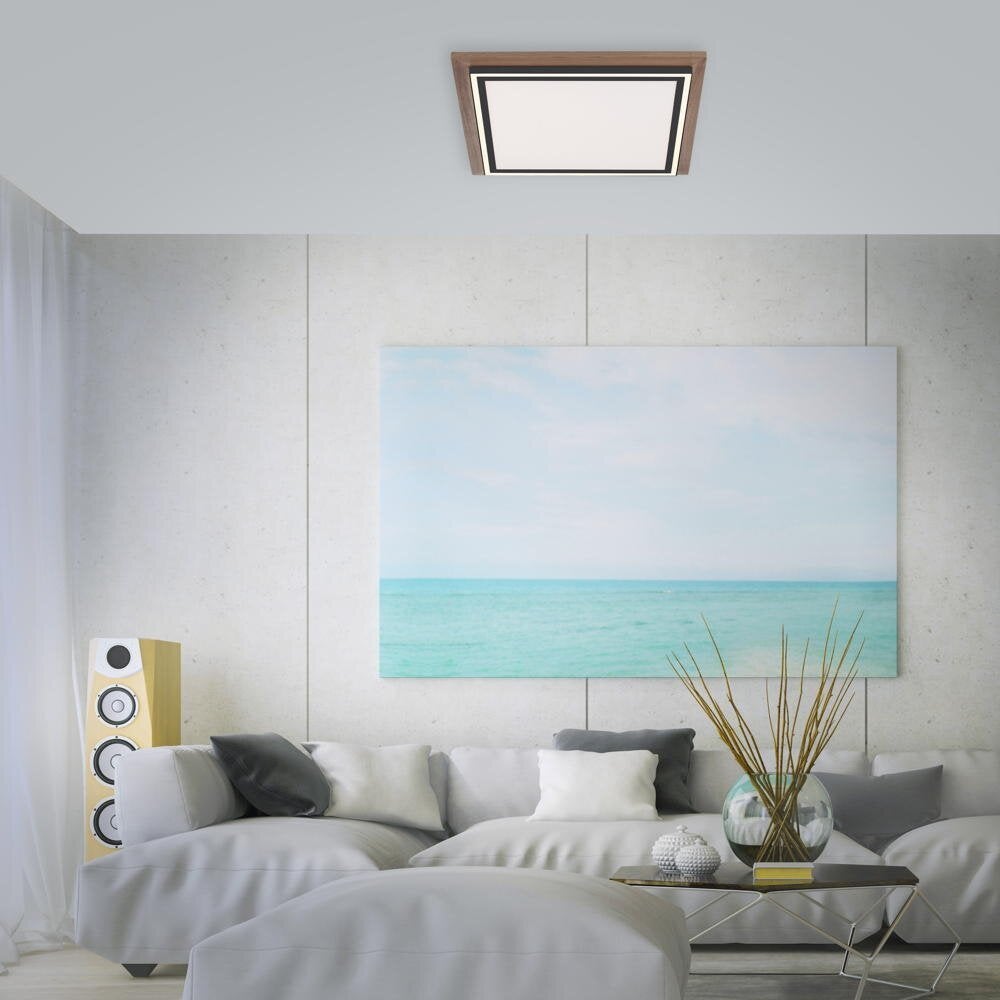 LED Deckenpanel Palma in Natur-dunkel und Schwarz 2x25W 2500lm