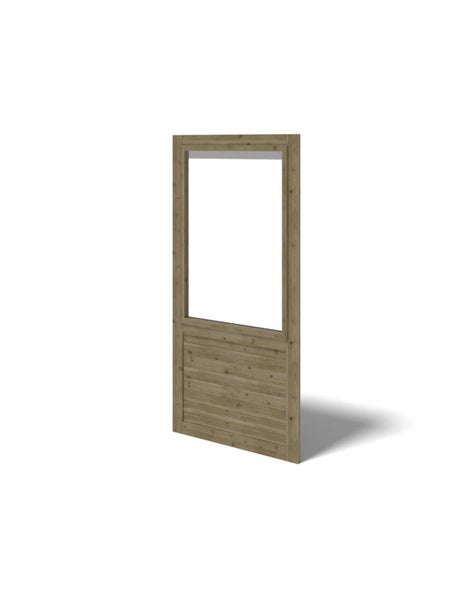 Gartentürelement aus Holz mit Glasausschnitt