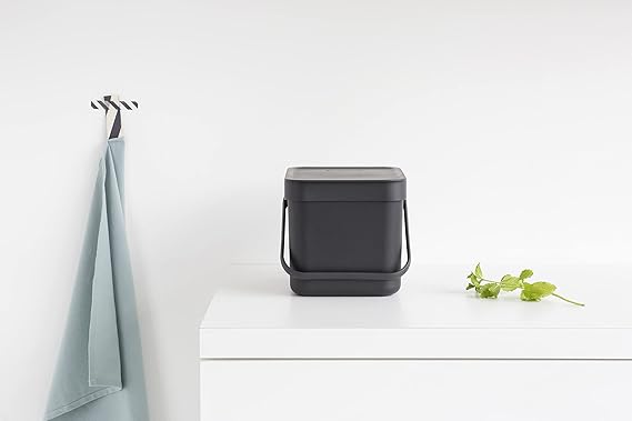 Brabantia Abfallsammler Mit Stay Open Deckel 6 Liter HxBxT 18 x 20 x 24,5 cm Kunststoff Dunkelgrau