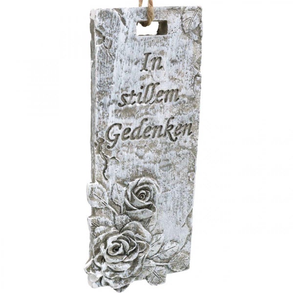 Grabschmuckanhänger mit der Aufschrift In stillem Gedenken und Rosenmuster