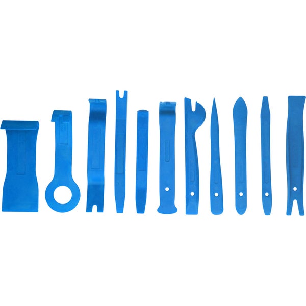 Set mit elf blauen Demontagewerkzeugen