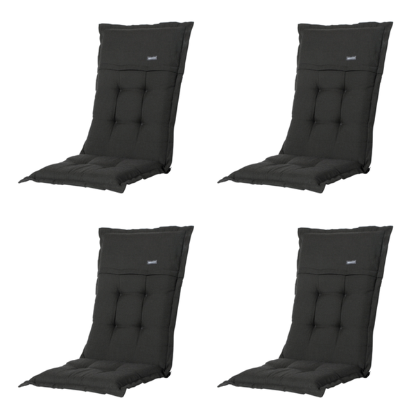 Hochlehnerauflage Rib schwarz - Ca. 123x50 cm - 4er-Set
