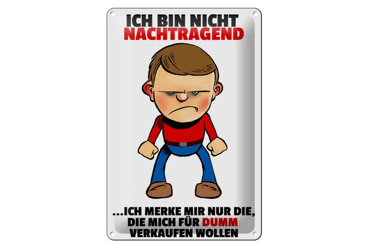 Blechschild Spruch 20x30cm bin nicht nachtragend merke mir