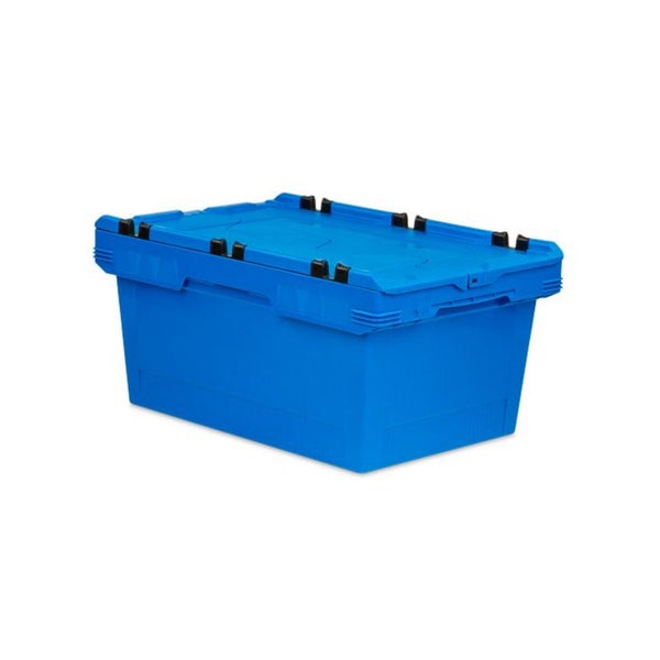 PROREGAL Mega Deal 10x Conical Mehrweg-Stapelbehälter mit Krokodildeckel Blau HxBxT 29,9 x 41 x 61cm 47 Liter Lagerbox  Eurobox  Transportbox