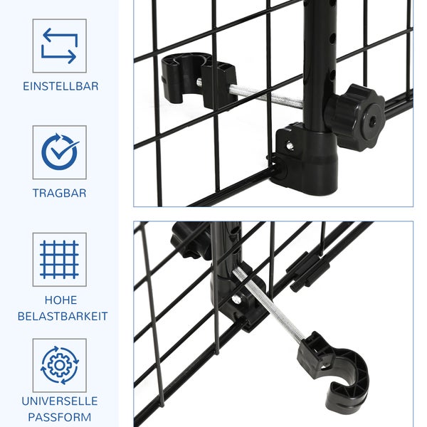 PawHut Auto Hundeschutzgitter, 91-152B x 30H cm, Metall, Kunststoff, Schwarz