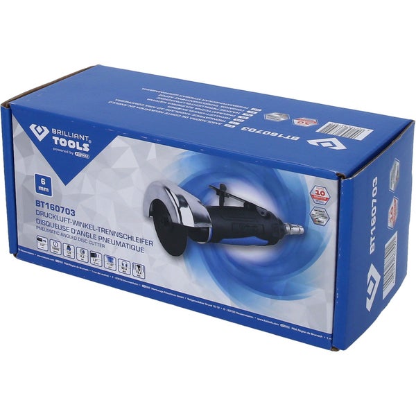 Brilliant Tools Druckluft-Winkel-Trennschleifer im blauen Karton