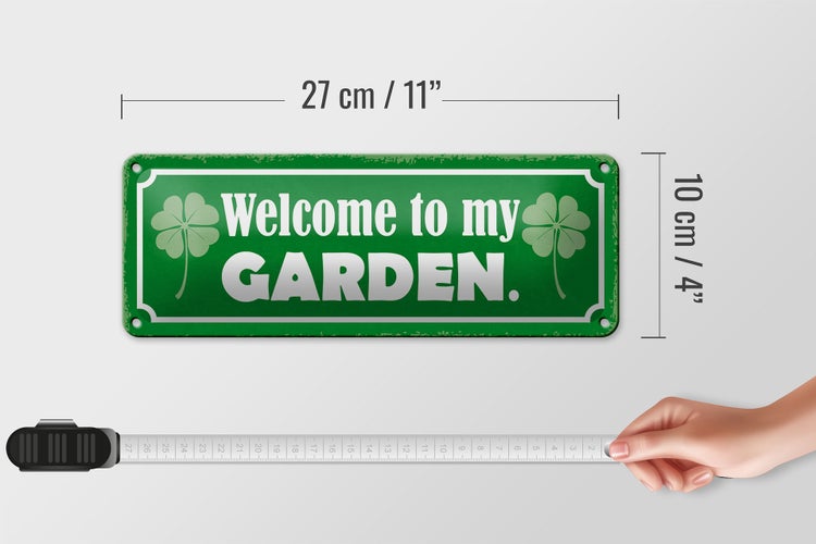 Blechschild Spruch 27x10cm Welcome to my Garden Garten Dekoration