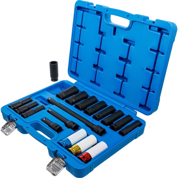 Steckschlüsselsatz in blauem Kunststoffkoffer