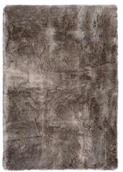 Hochflor Teppich Varun Taupe Uni, Modern 55 x 85 cm