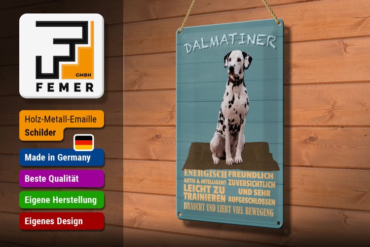 Blechschild Spruch 20x30cm Dalmatiner Hund energisch aktiv