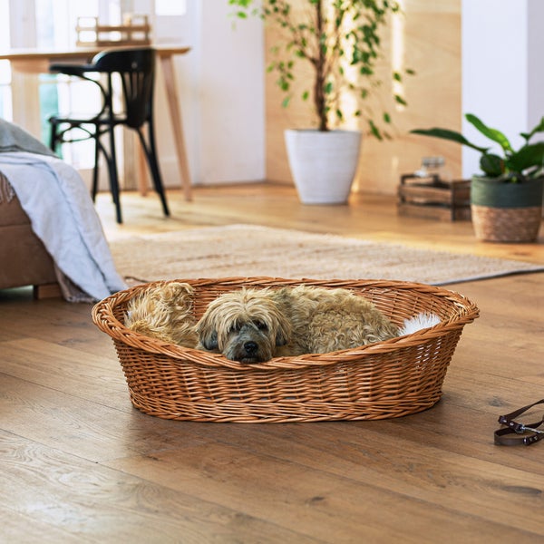 FRANK FLECHTWAREN | Hundekorb Relax, WEIDE, 93 x 67 cm, Liegefläche 70 x 50 cm