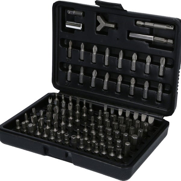 Bohrer-Bit-Set in geöffnetem schwarzen Gehäuse