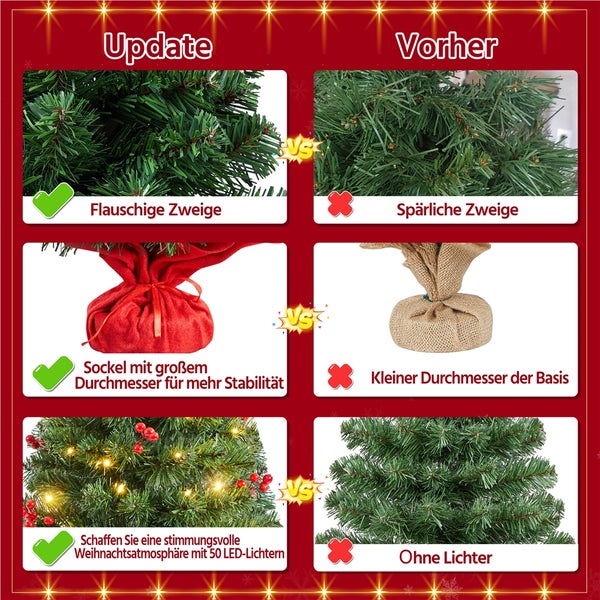 Yaheetech 90cm Weihnachtsbaum mit LED-Lichter , Grün