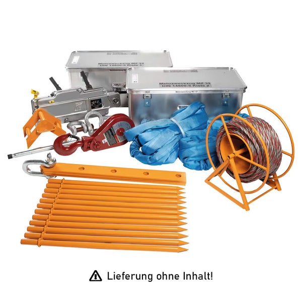 MUNK Rettungstechnik Aluminium Kasten 600x400x220mm mit Deckel, Beschriftung Mehrzweckzug MZ 16 Kasten 1