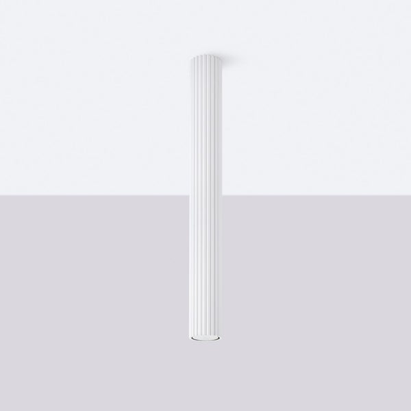 Weiße vertikale Pendelleuchte mit geriffeltem Design