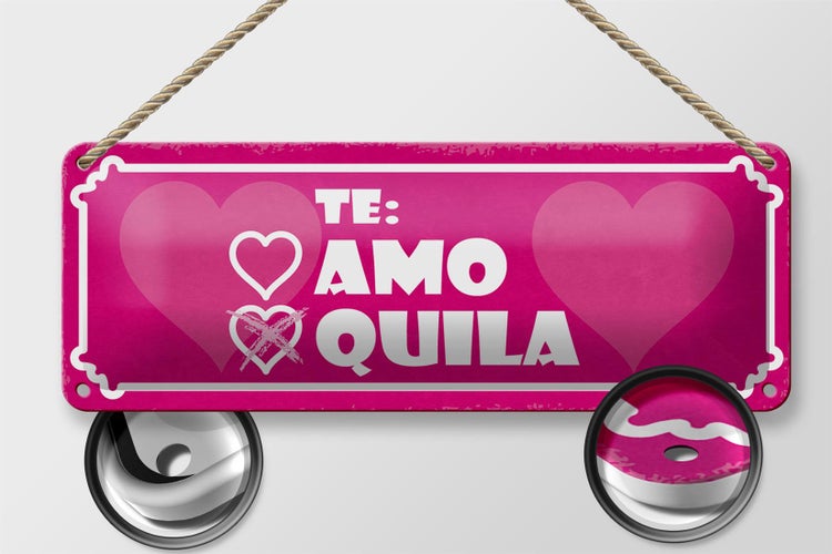 Blechschild Spruch 27x10cm Te: Herz AMO Quila Dekoration