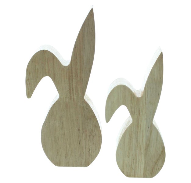 FRANK FLECHTWAREN | Hase Two-Tone, 2er Set, HOLZ, 7 x 2,5 x 15 cm, 9 x 2,5 x 19 cm