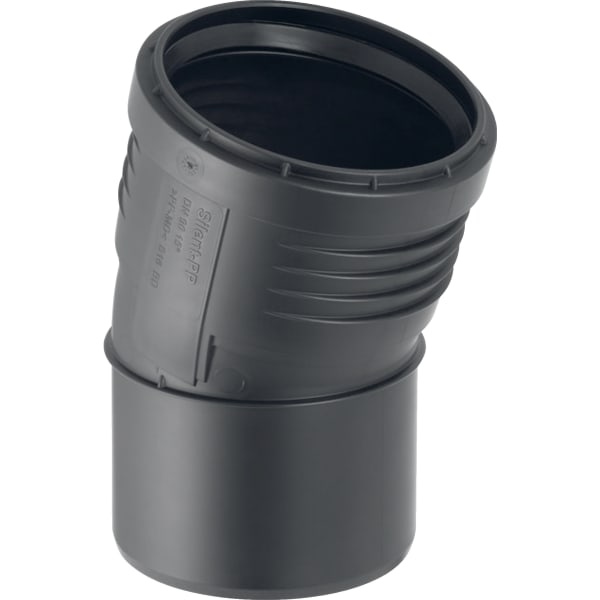 Geberit Silent-PP Bogen 15 Grad, Nennweite 90, aus schalldämmendem Polypropylen.