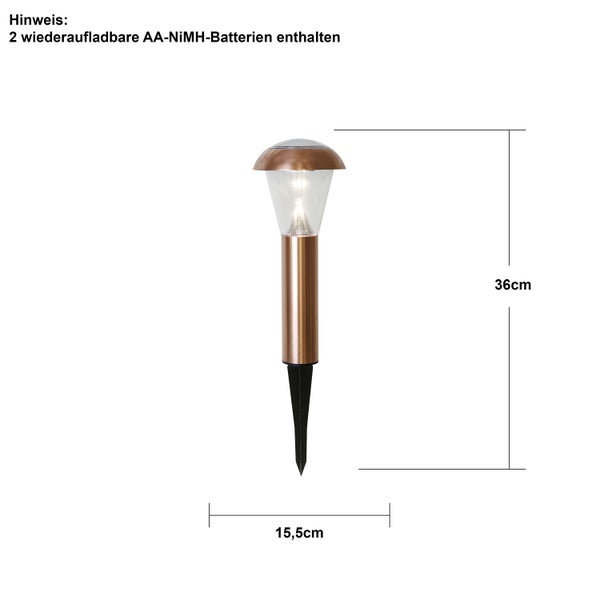 Gartenleuchte mit Erdspieß, 36 Zentimeter hoch