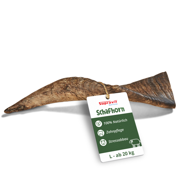 Supravit Schafhorn Hundekausnack, Größe L ab 20 Kilogramm