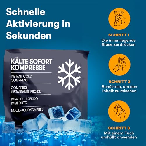 Kühlpads zum Knicken (10 Stück) - 12 x 15 cm - Sofort Kältekompresse für Erste Hilfe - Einweg Kühlpack für Verletzungen und Schwellungen - Praktische Einmal Kühlpacks für Sport, Outdoor und Notfälle