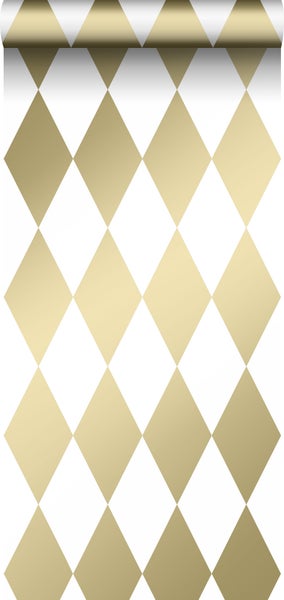 Origin Wallcoverings Tapete Karomuster Weiß und Gold - 53 cm x 10.05 m - 347669