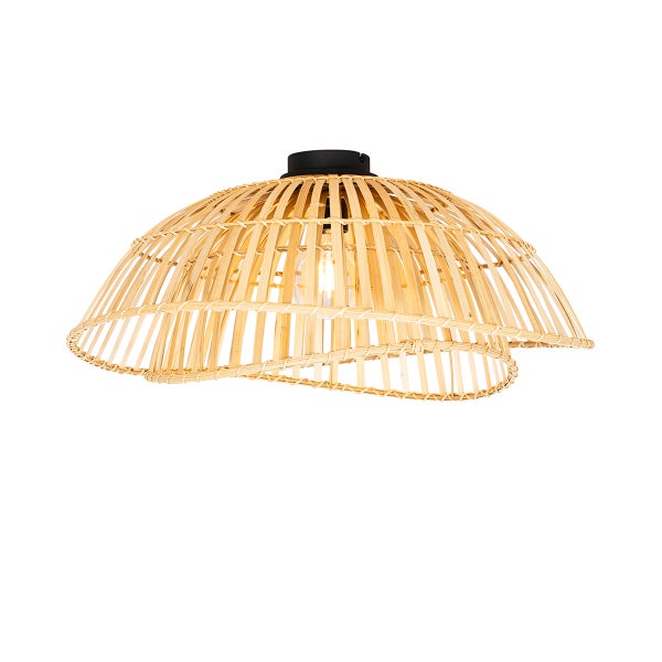 Deckenleuchte aus Bambusgeflecht mit Glühbirne