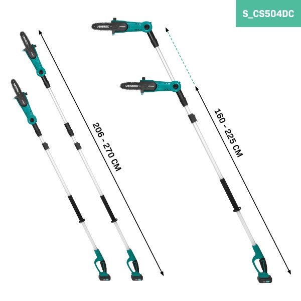 VONROC Hochentaster Teleskop Kettensäge Akku - Astschere Baumschere mit Teleskopstiel 20V - 200 bis 260cm - Inkl. 2Ah Akku und Ladegerät