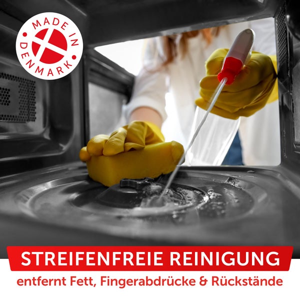 Nordicare Mikrowellenofenreiniger im Vorher-Nachher-Vergleich.