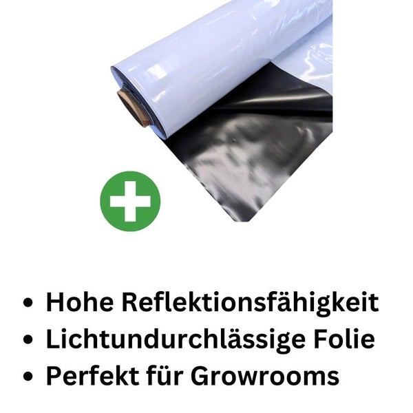 Schwarz Weiß Reflektionsfolie - 25m x 2m, 0,07 mm stark, für optimale Lichtverteilung und langlebige Nutzung
