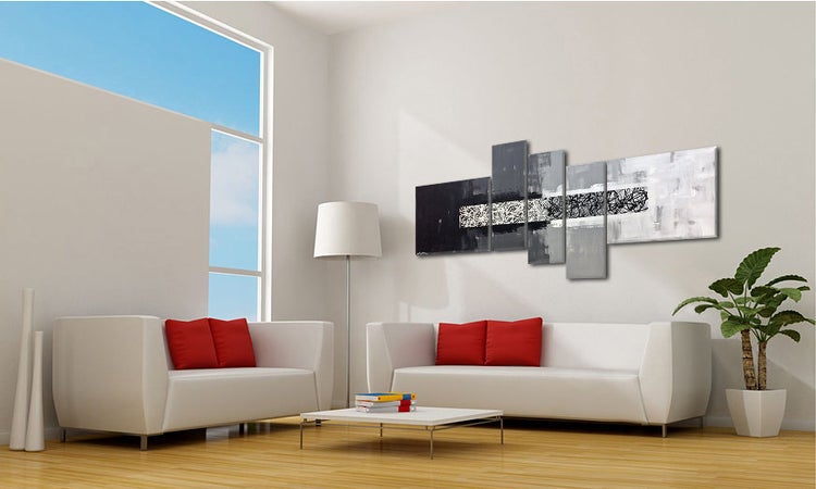Das Wandbild -From Black To White- 230x90x2 cm handgemaltes Unikat