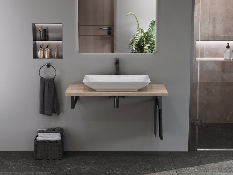 Aqua Bagno Leon Aufsatzwaschbecken KB.LEON.001 – 60 x 37,7 cm – Weiß Hochglanz – Keramikbecken ohne Hahnloch & Überlauf