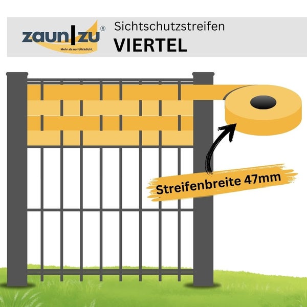 Zaun zu Viertel Sichtschutzstreifen mit Streifenbreite 47 mm
