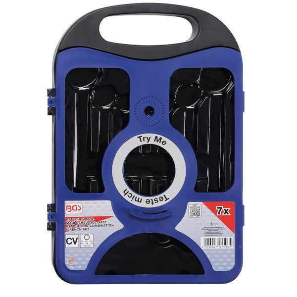 Ventilfederspanner mit blauem Griff und Haltevorrichtungen