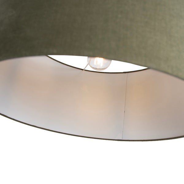 Runder Lampenschirm aus Textil mit eingebauter Glühlampe