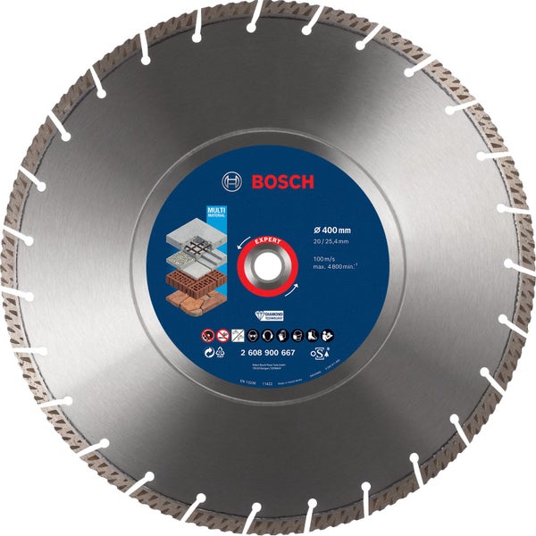 Bosch Expert MultiMaterial Diamanttrennscheiben 400 x 20/25,40 x 3,3 x 12 mm - 2608900667