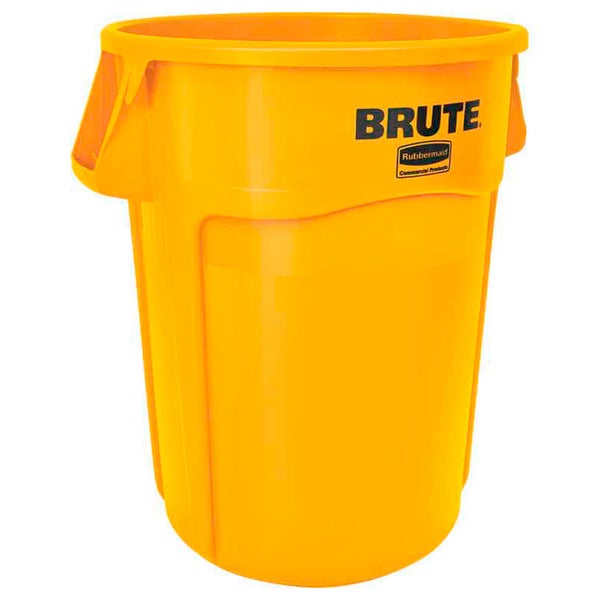 PROREGAL Rubbermaid Brute Runde Mehrzwecktonne Mit Belüftungskanälen 166,5 Liter HxBxT 79,6 x 71,7 x 61,2 cm Aus Widerstandsfähigem Kunststoff Gelb