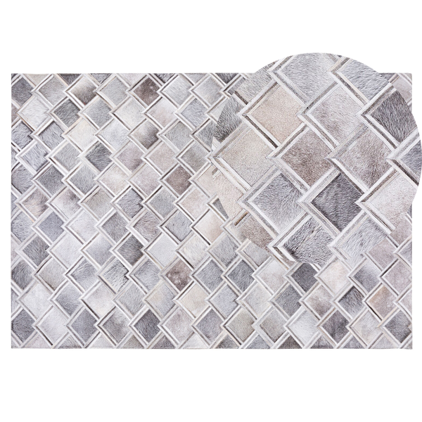 Teppich AGACLI Grau 140 x 200 cm Echtleder