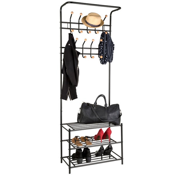 Garderobe tectake  66 x 187 x 33 cm Stahl schwarz