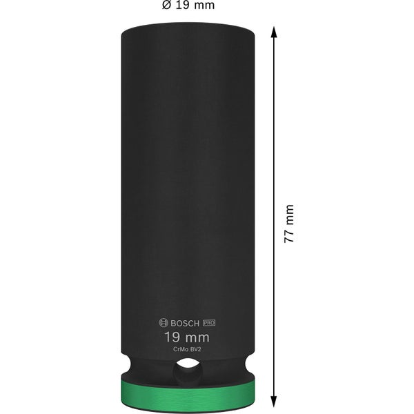 Bosch Logo 19 mm Steckschlüssel CrMo BV2 mit 77 mm Länge